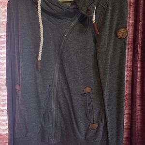 Wanakome Womens Charcoal Zip-Up Sweater